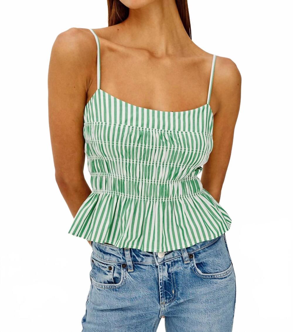 NEW RAILS makenna top in emerald stripe